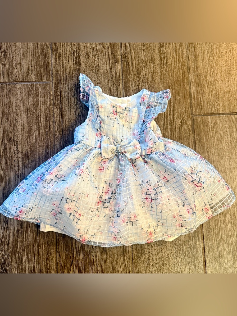 Size 0-3 plaid flower baby dress